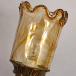 Load image into Gallery viewer, Amber marbled glass shade with scalloped rim detail