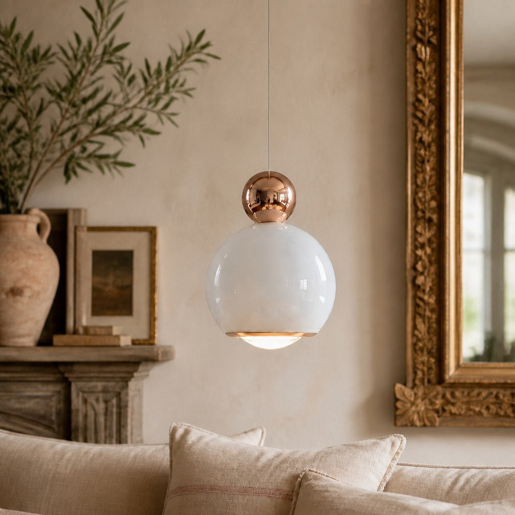 Glintap Creme Stil Pendelleuchte – Verstellbare Hubpendelleuchte mit Touch-Dreifarb-LED