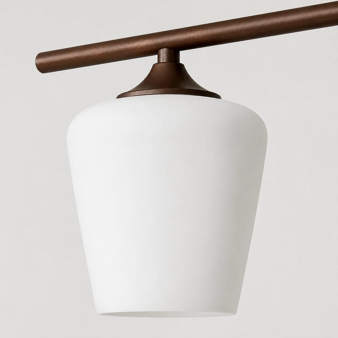 White opal glass shade and Coffee Brown holder detail