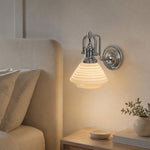 Bild in Gallery-Viewer laden, Creamy yellow glass wall sconce beside a bed