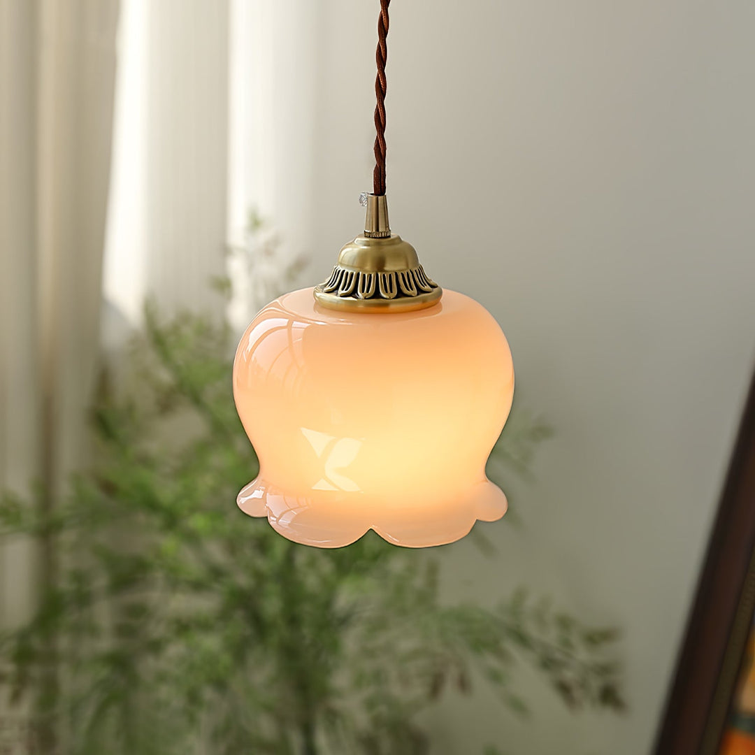 Brass Resin Petal Plug-In Pendant