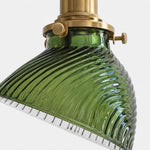 Load image into Gallery viewer, Close view of emerald green ribbed glass shade