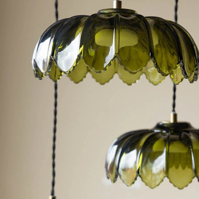 Suspension en Verre Artistique Aridia en Forme de Feuilles de Palmier pour Couloir Cuisine et Salon