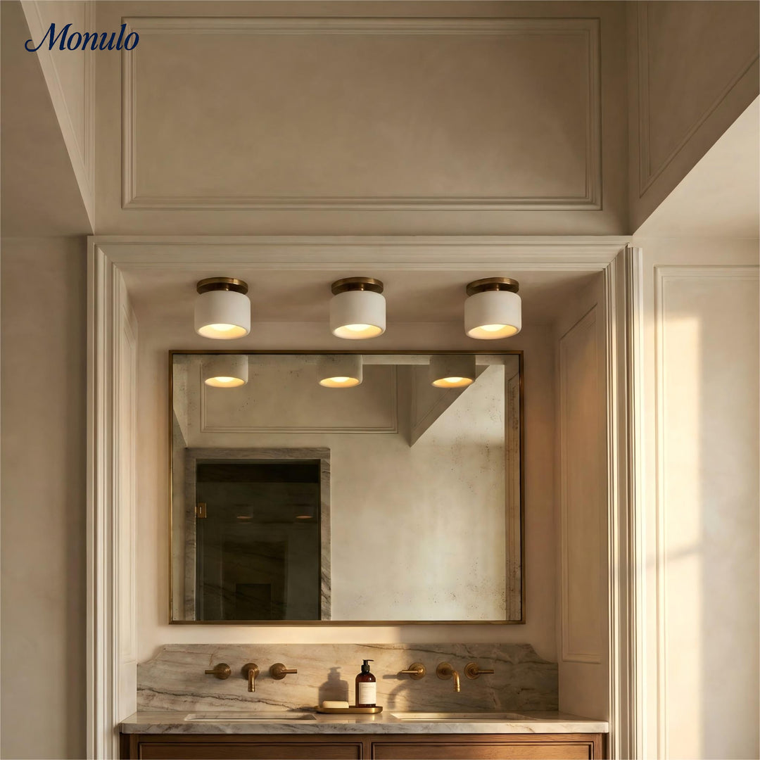 Cerova Contemporary Porcelain Flush Mount Ceiling Light – Soft Ambient Illumination for Hallways and Offices