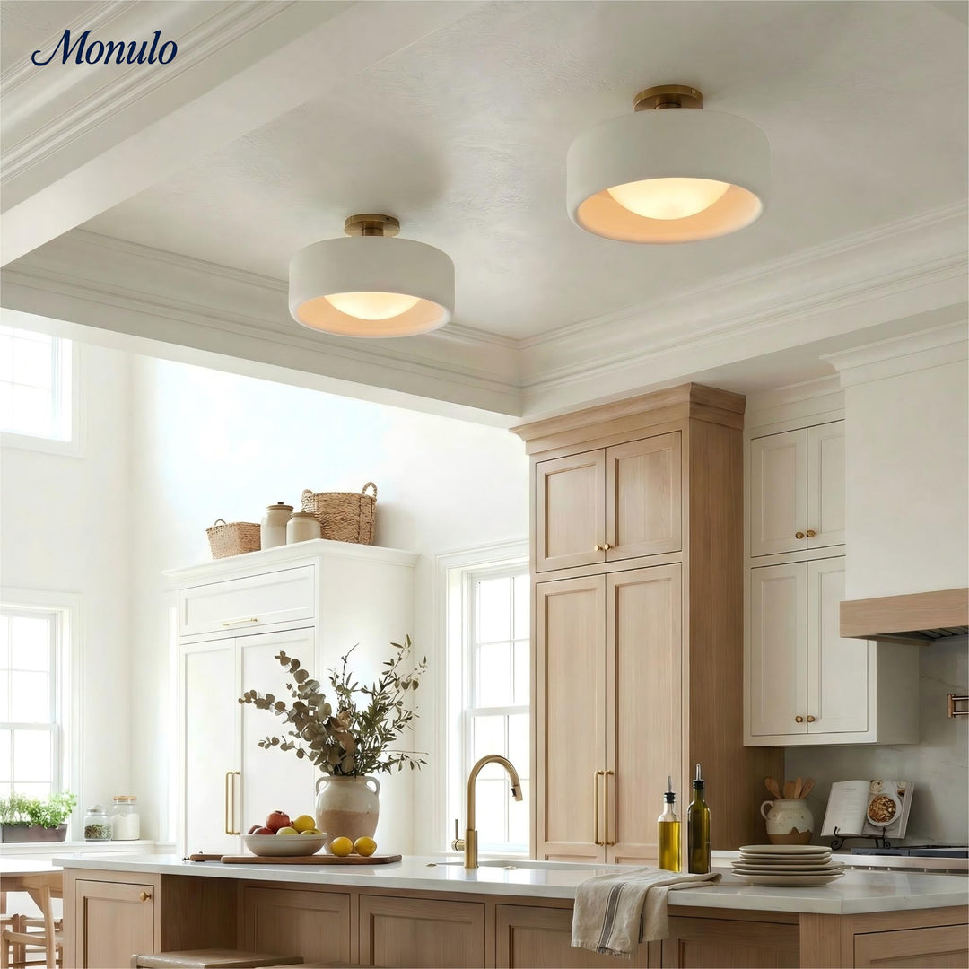 Cerova Porcelain Flush Mount Ceiling Light – Modern Low-Profile Fixture