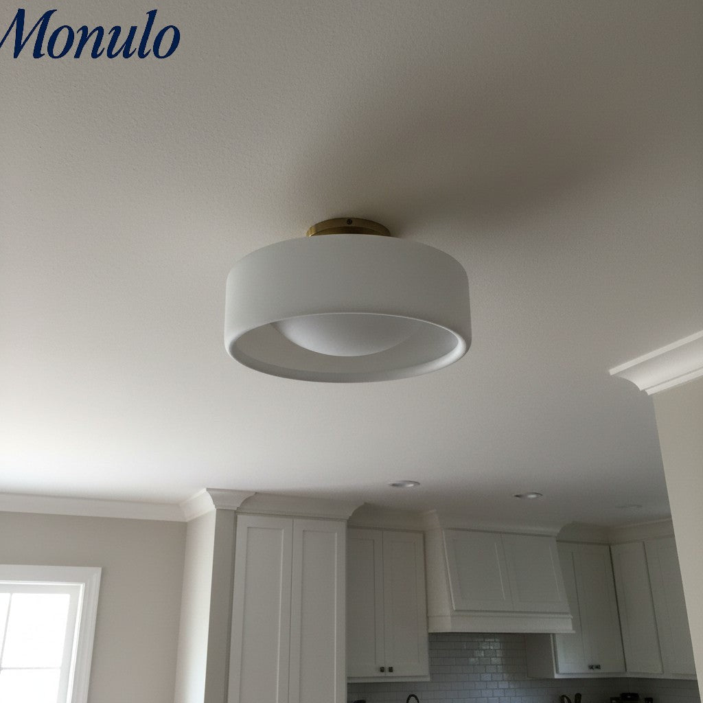Cerova Contemporary Porcelain Flush Mount Ceiling Light – Soft Ambient Illumination for Hallways and Offices