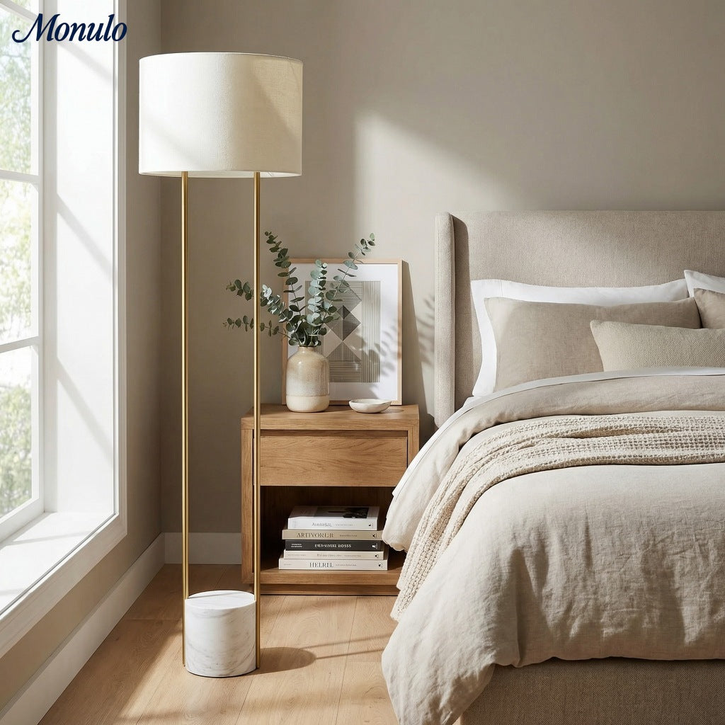 Luma Industrial Modern Table and Floor Lamp with Soft Fabric Shade - Contemporary Lighting for Home and Office