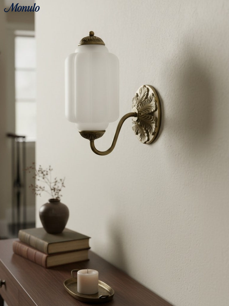 Vintage Milchglas Wandleuchte Nachttisch Flur Eloise Wandleuchte