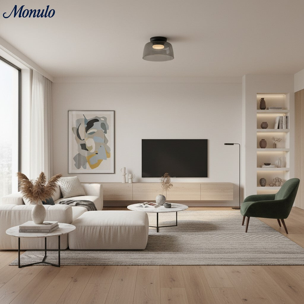 Lámpara de techo Verdoma multicapa con forma de cuenco: vidrio minimalista moderno para salas de estar y comedores.