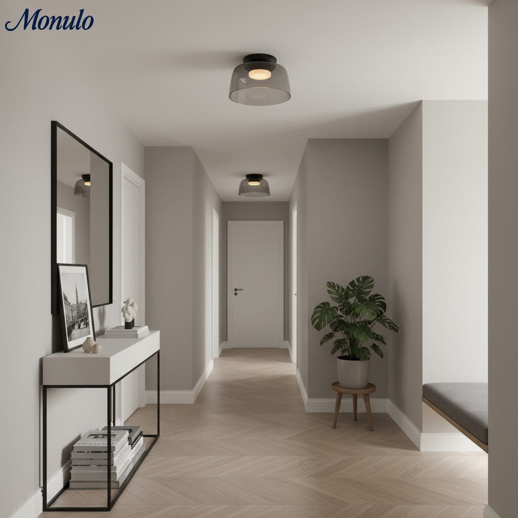 Lámpara de techo Verdoma multicapa con forma de cuenco: vidrio minimalista moderno para salas de estar y comedores.