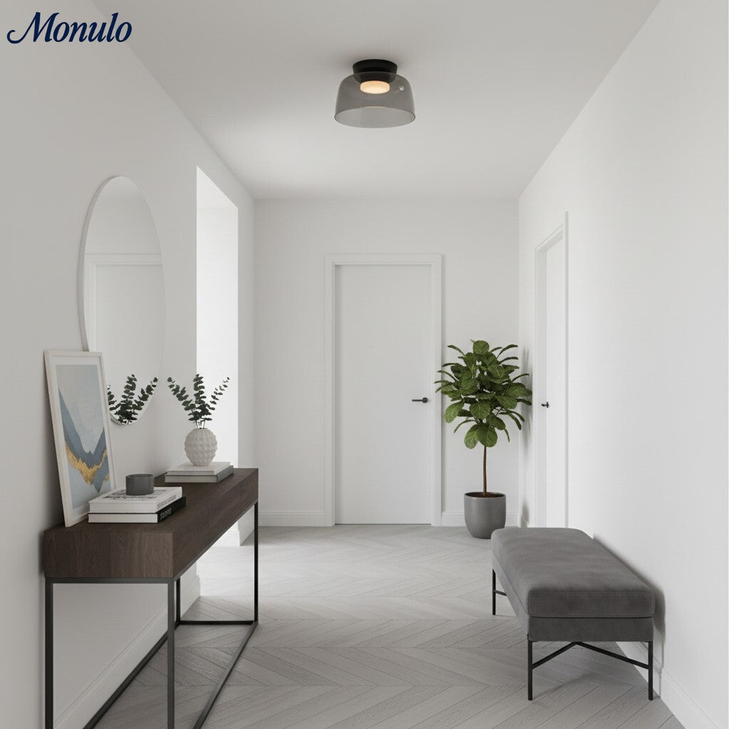 Lámpara de techo Verdoma multicapa con forma de cuenco: vidrio minimalista moderno para salas de estar y comedores.