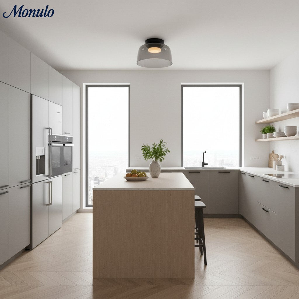 Lámpara de techo Verdoma multicapa con forma de cuenco: vidrio minimalista moderno para salas de estar y comedores.