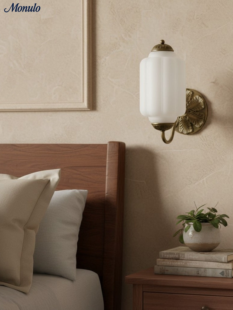 Vintage Milchglas Wandleuchte Nachttisch Flur Eloise Wandleuchte