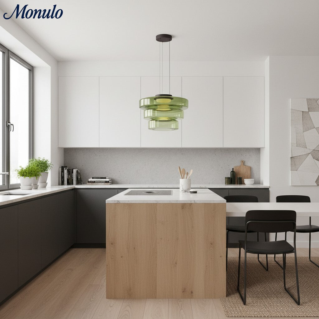 Verdoma Stacked Disc Form Glass Pendant Light Contemporary Nordic Lighting for Kitchens