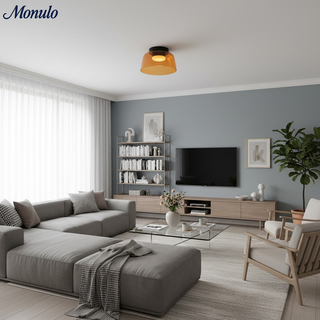 Lámpara de techo Verdoma multicapa con forma de cuenco: vidrio minimalista moderno para salas de estar y comedores.