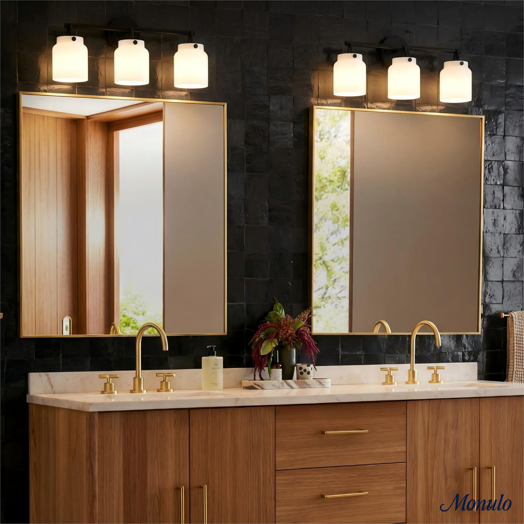 Applique murale moderne Hanton à 3 lumières – Luminaire en verre laiteux pour salle de bain, couloir et salon 