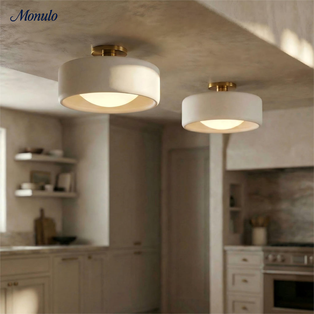 Cerova Contemporary Porcelain Flush Mount Ceiling Light – Soft Ambient Illumination for Hallways and Offices