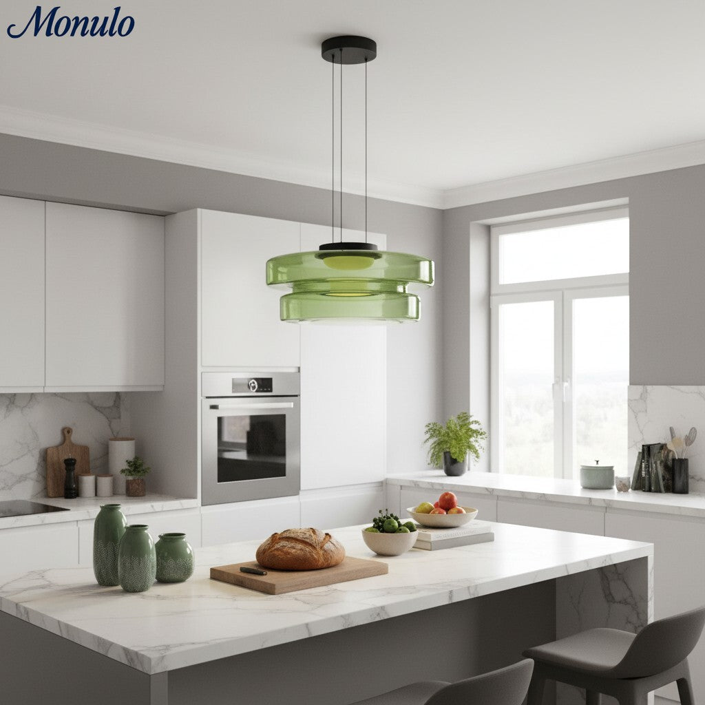 Verdoma Stacked Disc Form Glass Pendant Light Contemporary Nordic Lighting for Kitchens