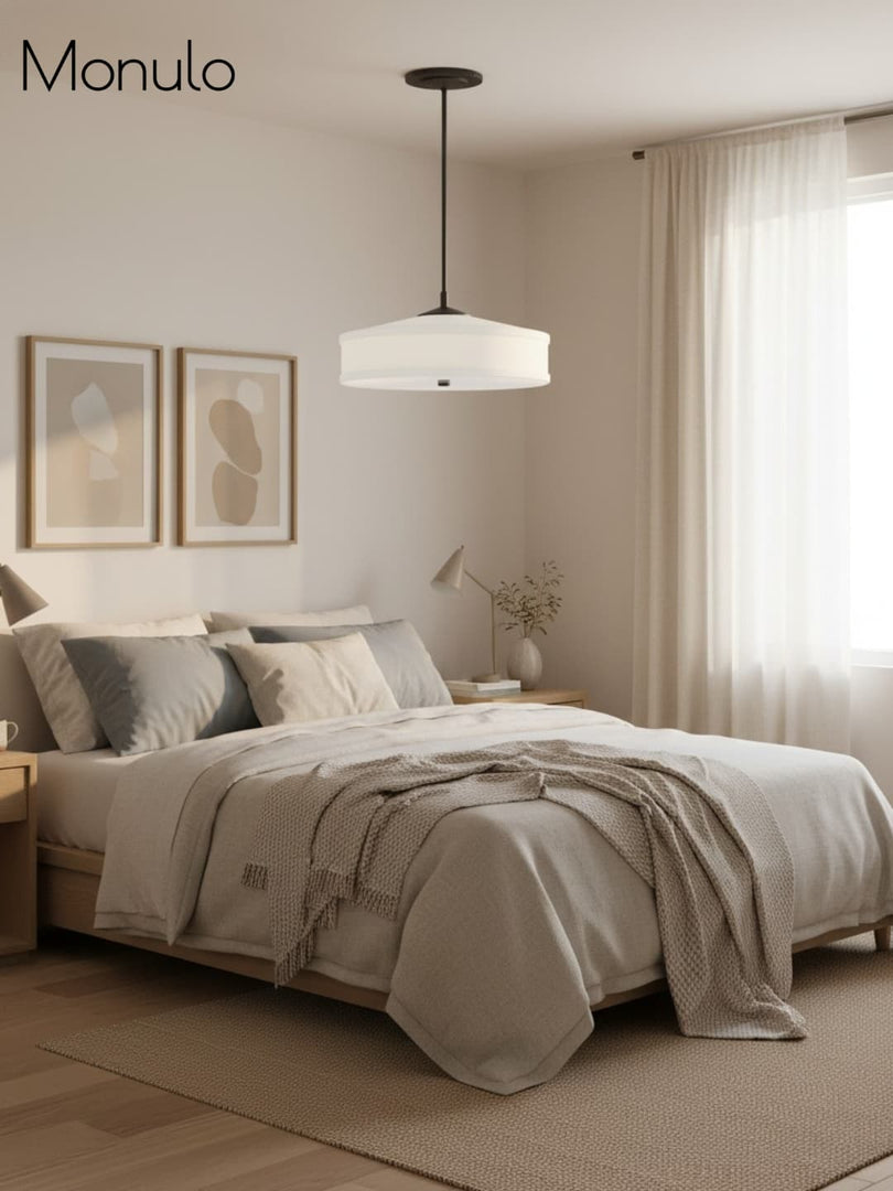 Fabric Shade Pendant Light – Textile Drum Pendant with Modern Design