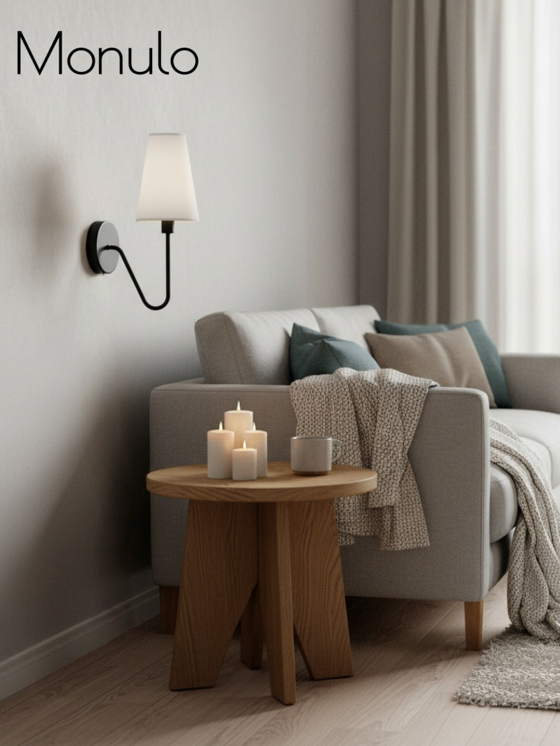 Rowan Fabric Shade Wall Sconce – Modern Industrial Light for Bedroom