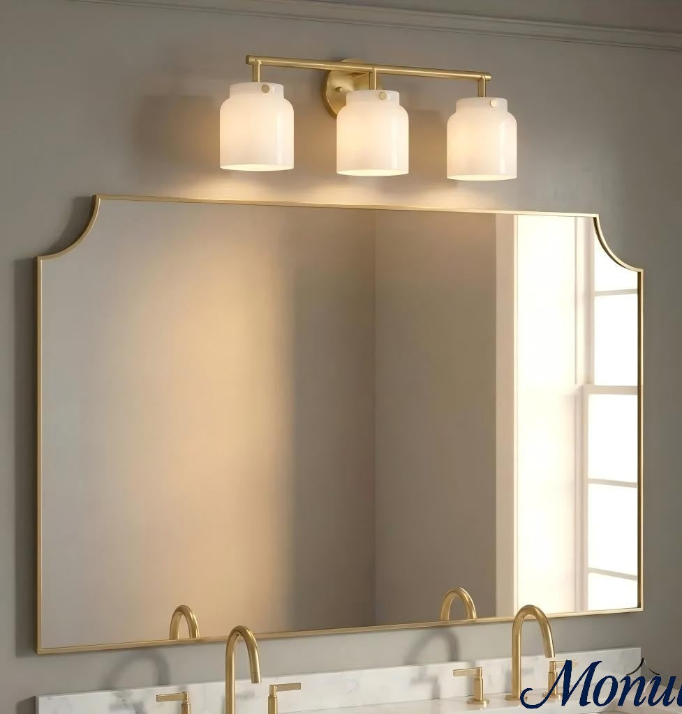 Applique murale moderne Hanton à 3 lumières – Luminaire en verre laiteux pour salle de bain, couloir et salon 