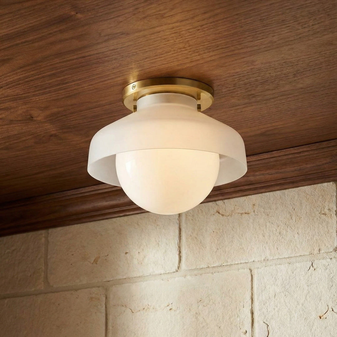 Hanton Aufputz-Deckenleuchte – Modernes minimalistisches Leuchtmittel mit Milchglas- und Metallschirm