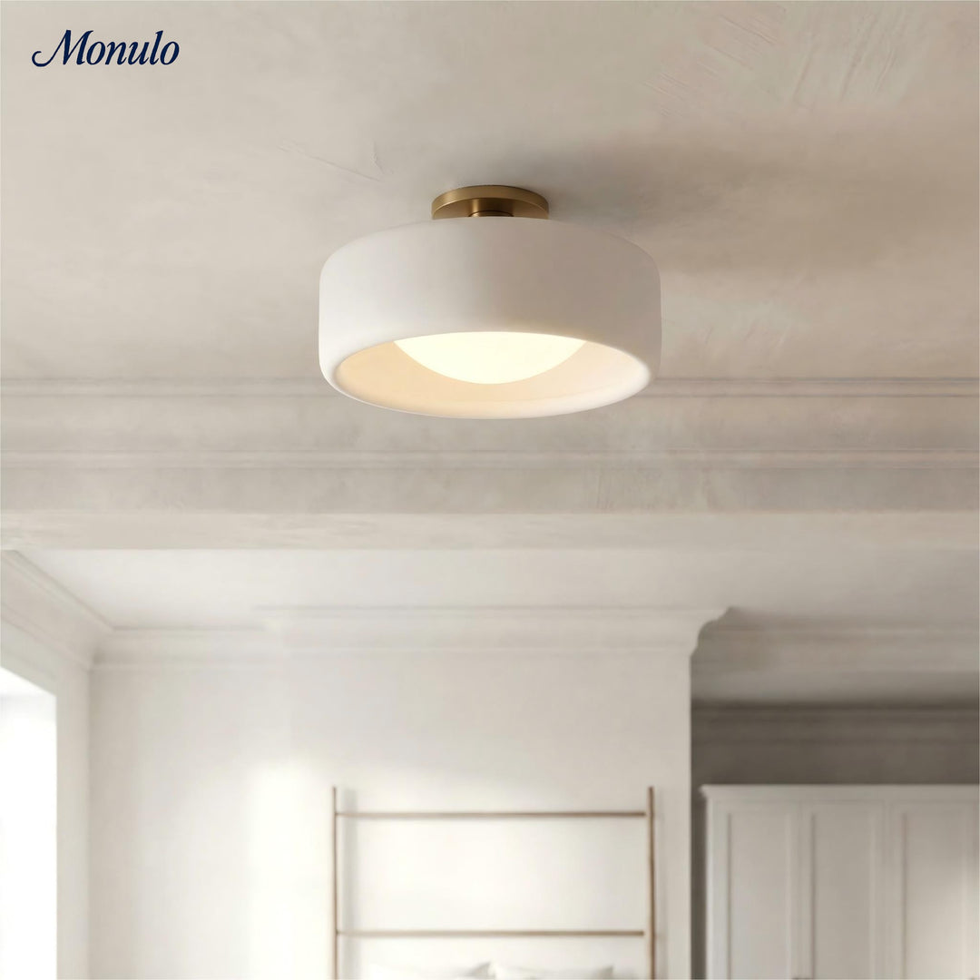 Cerova Contemporary Porcelain Flush Mount Ceiling Light – Soft Ambient Illumination for Hallways and Offices
