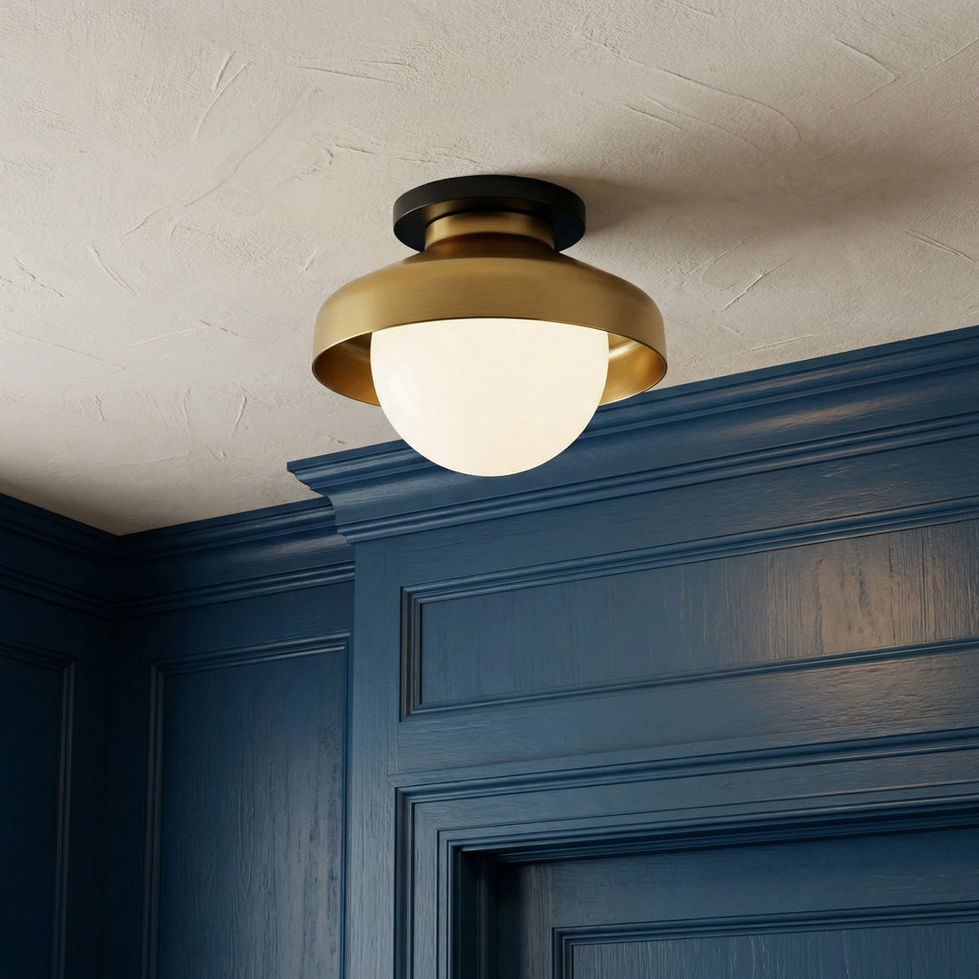 Hanton Aufputz-Deckenleuchte – Modernes minimalistisches Leuchtmittel mit Milchglas- und Metallschirm