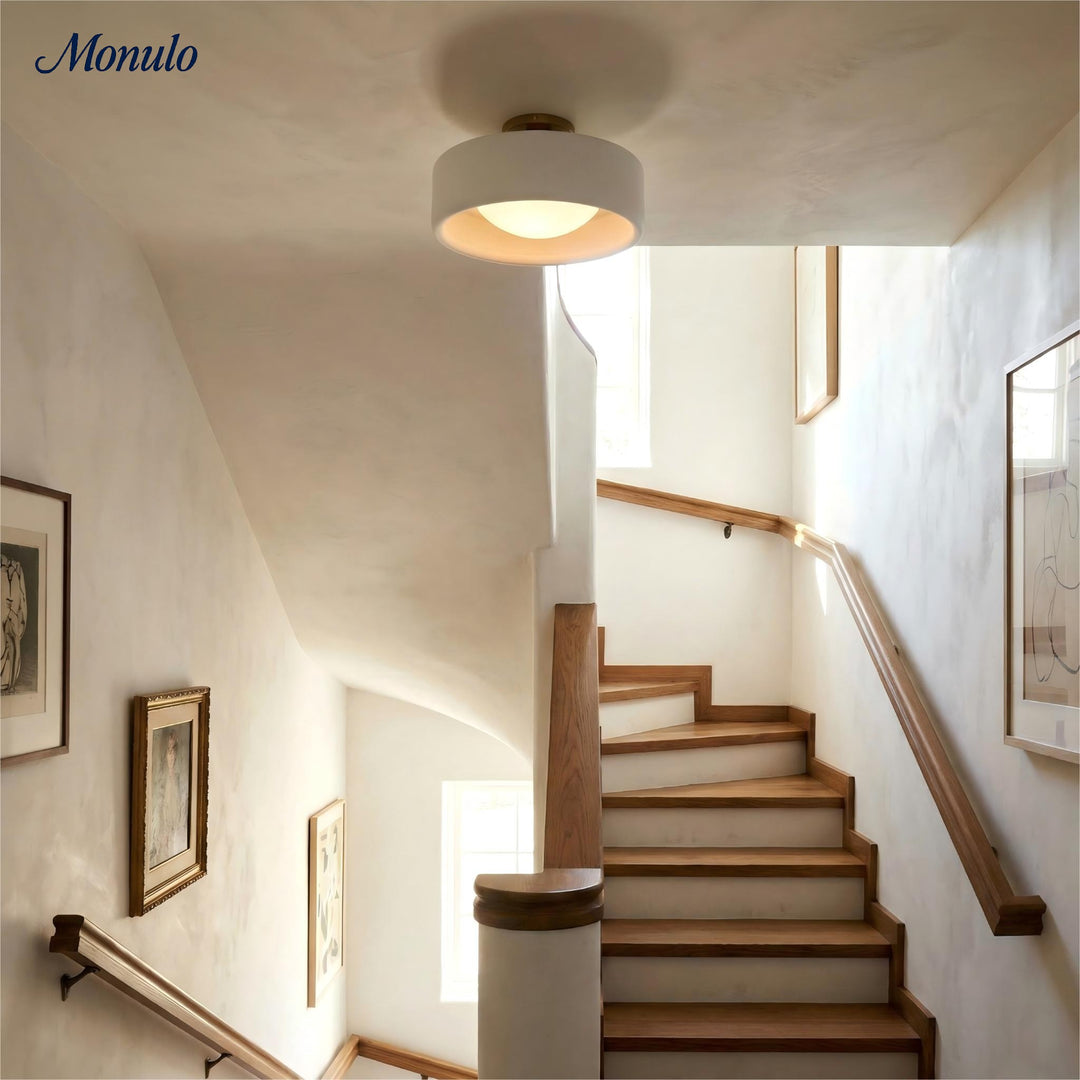 Cerova Contemporary Porcelain Flush Mount Ceiling Light – Soft Ambient Illumination for Hallways and Offices