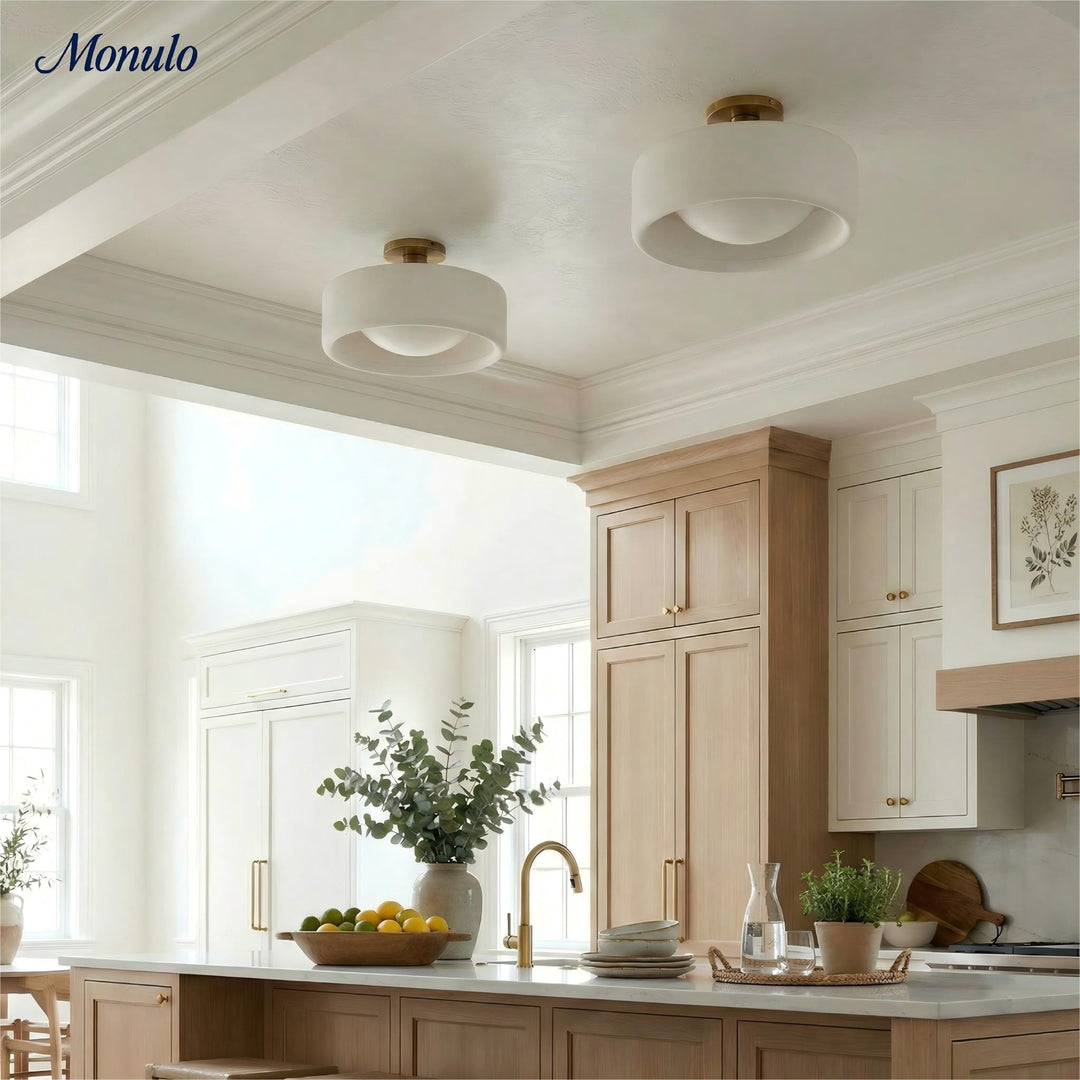 Cerova Porcelain Flush Mount Ceiling Light – Modern Low-Profile Fixture