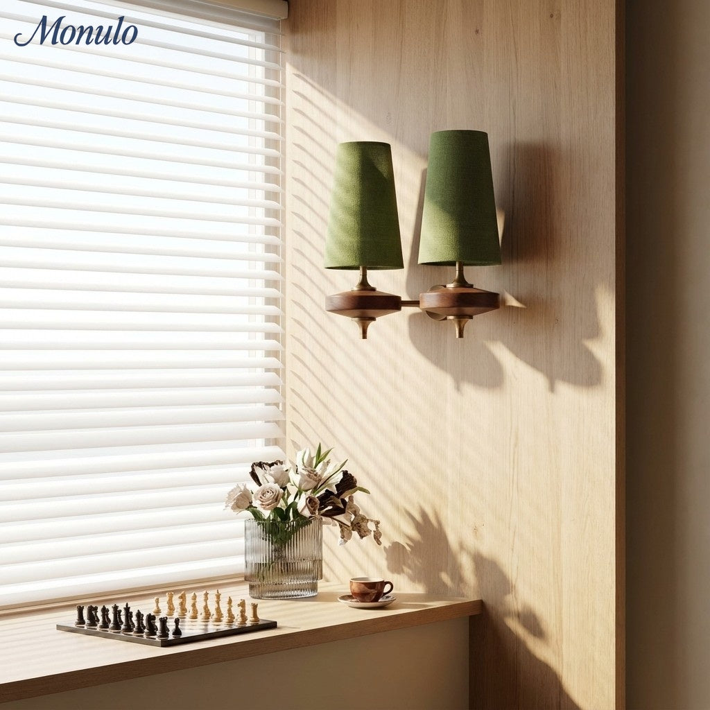 Rowan Retro Stoffschirm Wandleuchte – Klassische Stoffbeleuchtung für Schlafzimmer