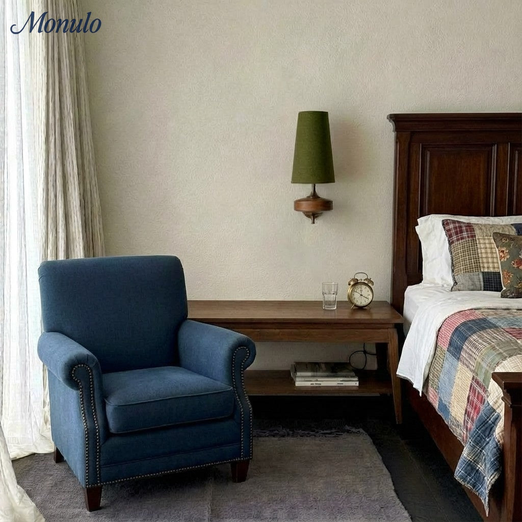 Rowan Retro Stoffschirm Wandleuchte – Klassische Stoffbeleuchtung für Schlafzimmer