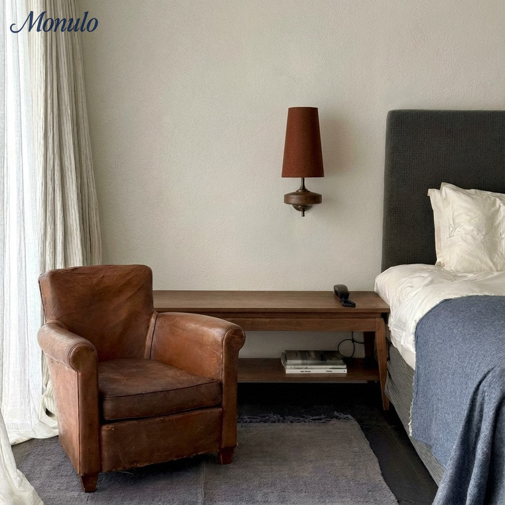 Rowan Retro Stoffschirm Wandleuchte – Klassische Stoffbeleuchtung für Schlafzimmer