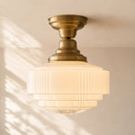 Bild in Gallery-Viewer laden, Opalume Glass Pendant Light – Vintage Milchglas Pendelleuchte mit Art Deco Stil