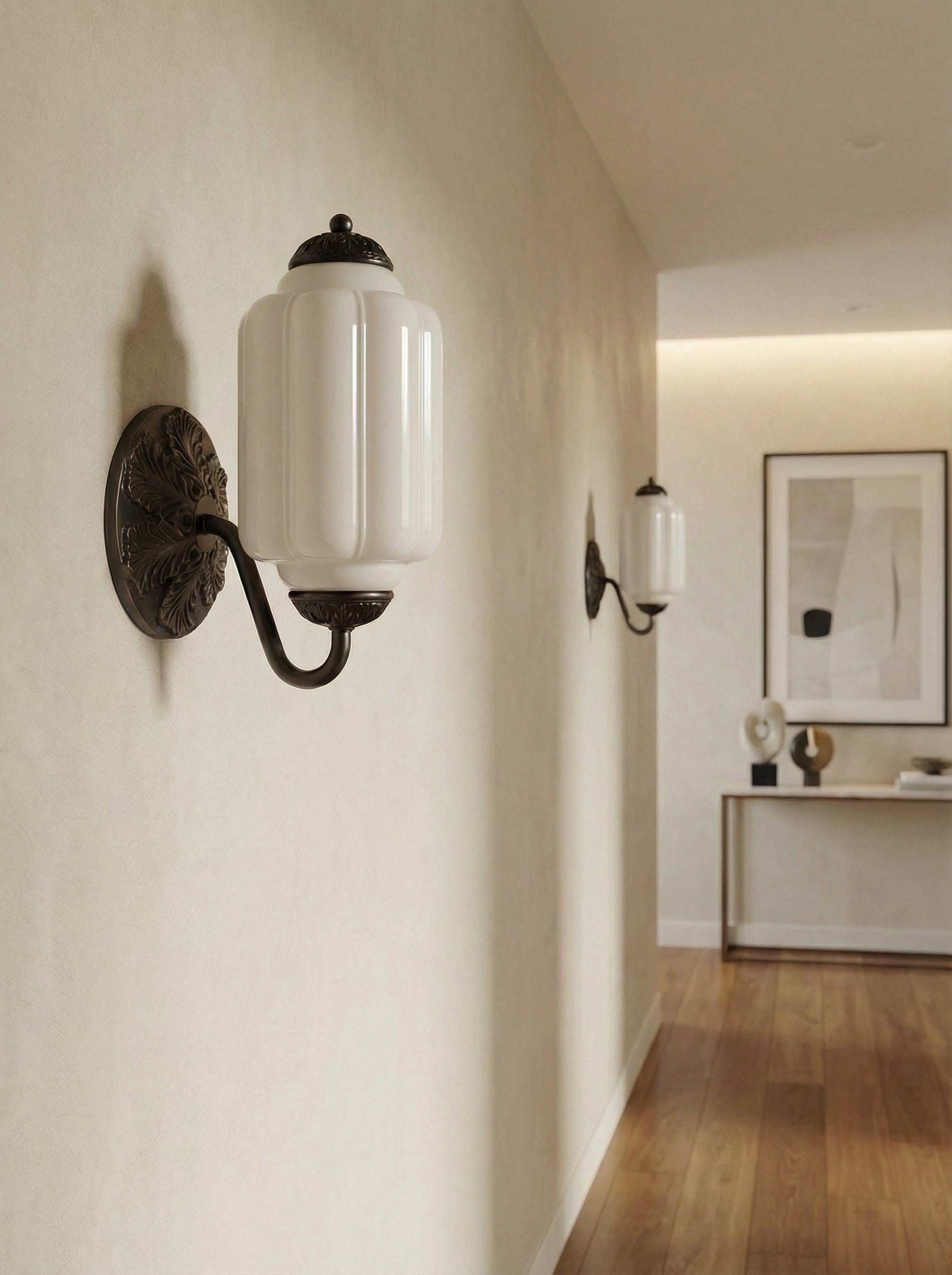 Applique murale vintage en verre laiteux pour chevet, couloir, Eloise 