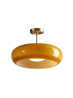 Load image into Gallery viewer, Retro Brass Bauhaus Glass Disc Ceiling Lamp
