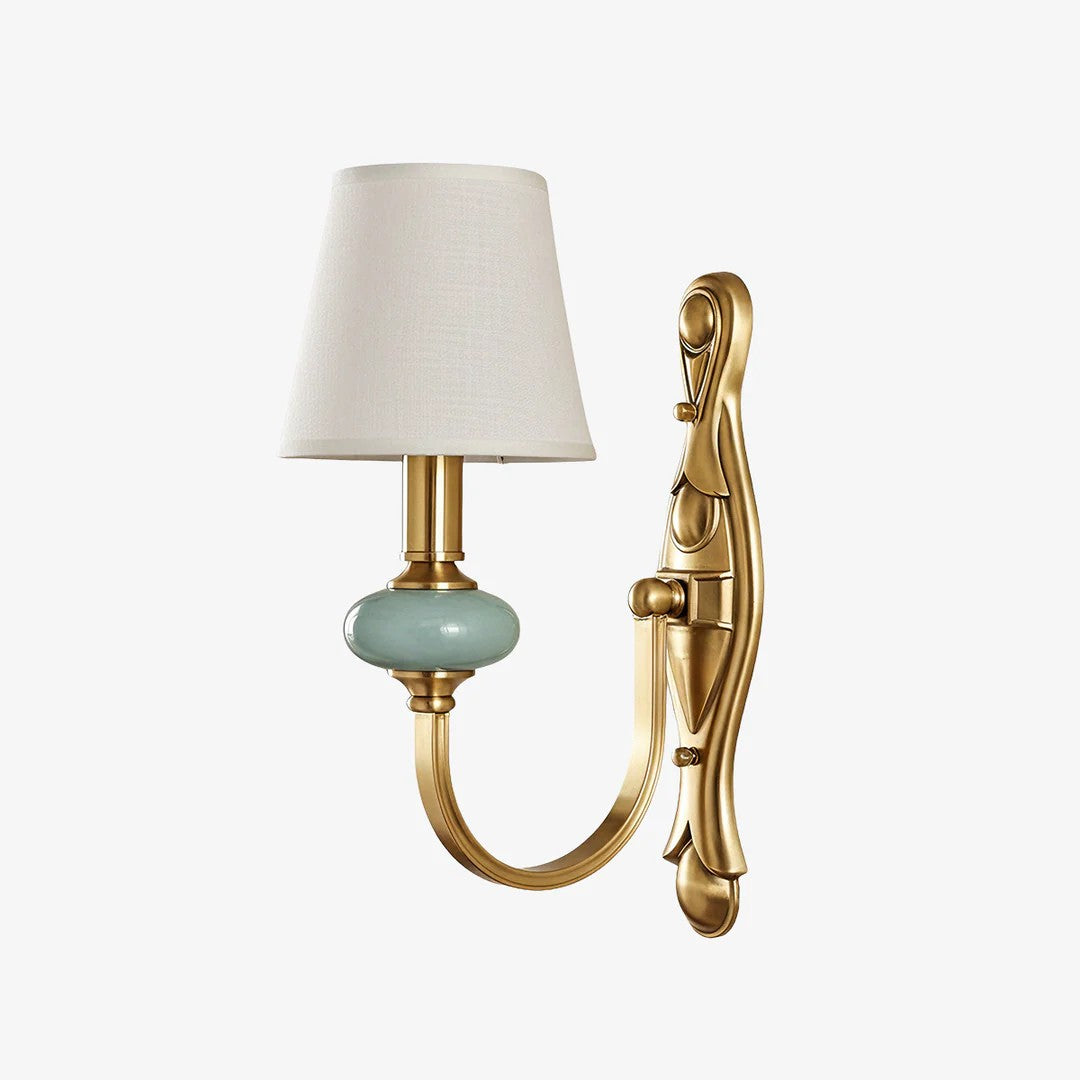 Rowan Classic Fabric Shade Sconce – Ceramic Wall Light for Hallway or Bedroom