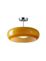 Load image into Gallery viewer, Retro Brass Bauhaus Glass Disc Ceiling Lamp
