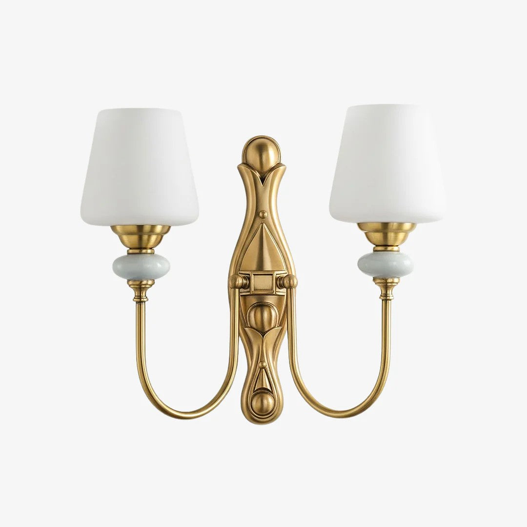 Rowan Classic Fabric Shade Sconce – Ceramic Wall Light for Hallway or Bedroom