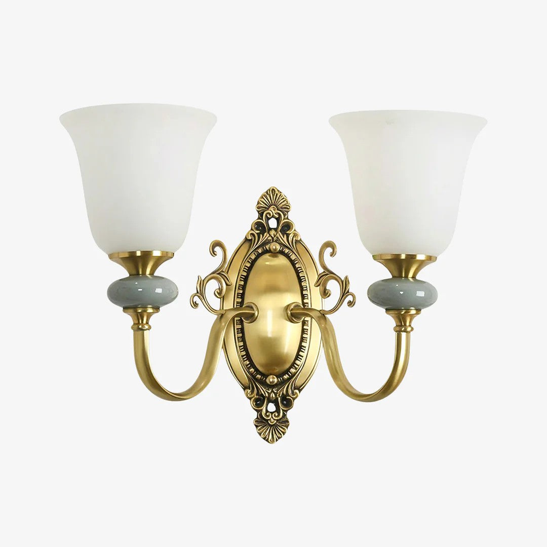 Rowan Classic Fabric Shade Sconce – Ceramic Wall Light for Hallway or Bedroom