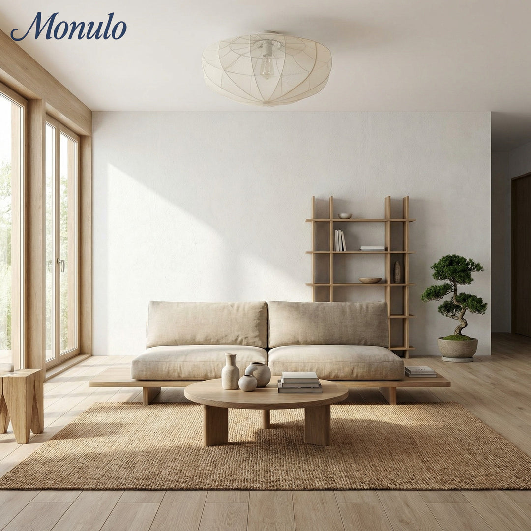 Lumifil Draped Mesh Ceiling Light – Boho Rustic Textured Shade Lamp for Living Room or Bedroom