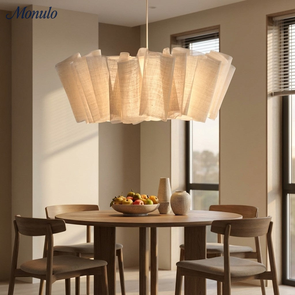 Oslan Pleated Fabric Pendant – Nordic Minimal Style Lighting for Dining Room