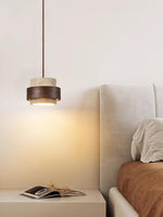Charger l&#39;image dans la visionneuse de galerie, Lampe à suspension cylindrique en travertin au design moderne 
