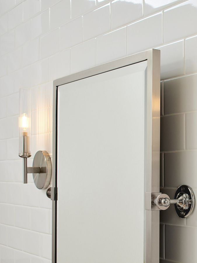 Gerippte Glas-Wandlampe – Röhren-Wandlampe für Badezimmer-Spiegelbeleuchtung in Messing