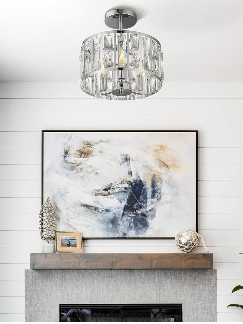 Modern Crystal Drum Ceiling Lamp