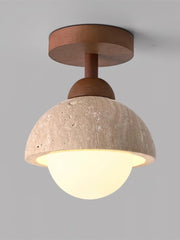 Wabi-Sabi Travertine Dome Ceiling Light