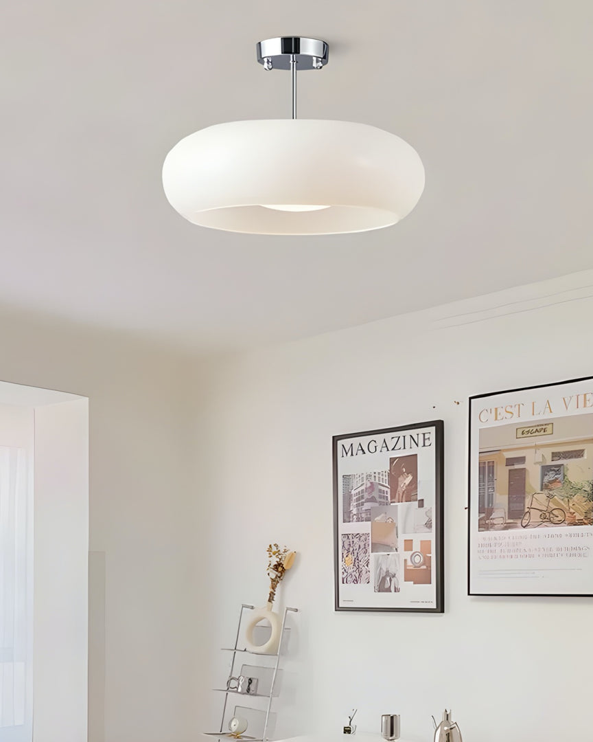 Retro Brass Bauhaus Glass Disc Ceiling Lamp