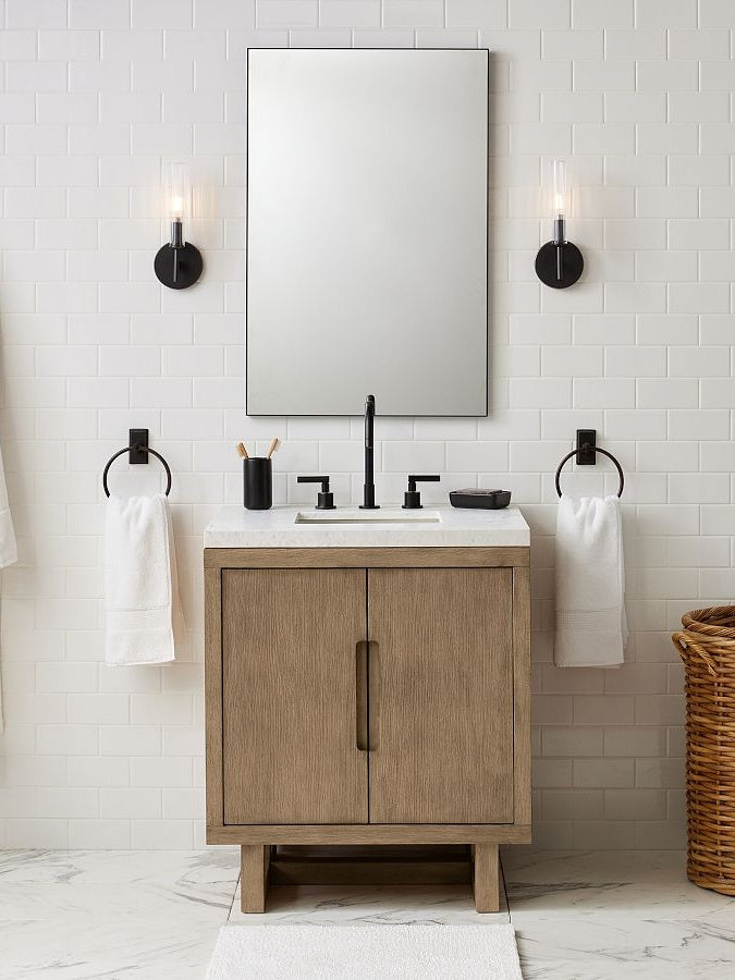 Gerippte Glas-Wandlampe – Röhren-Wandlampe für Badezimmer-Spiegelbeleuchtung in Messing