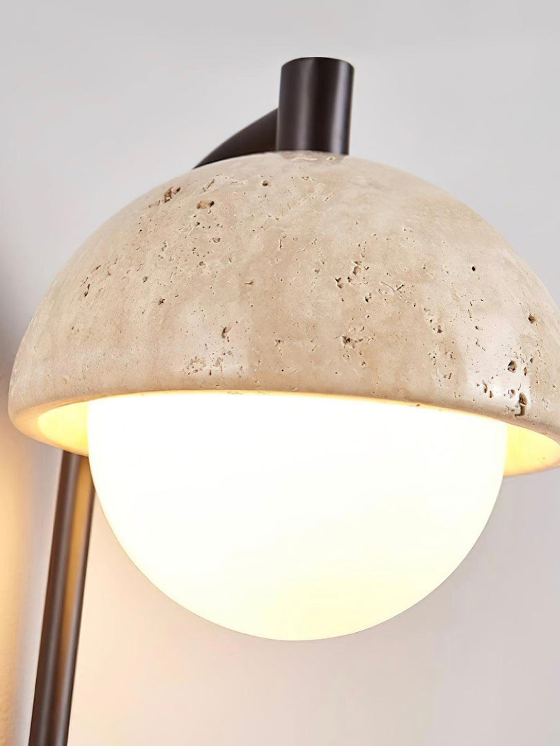 Wabi-Sabi Style Travertine Half-Sphere Design Wall Lamp for Living Rooms and Bedrooms