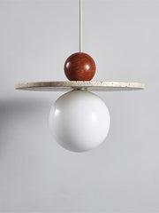 Cream Style Flying Disc Travertine Pendant Lamp